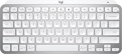 Teclado sem fio Logitech MX Keys Mini com Iluminação Inteligente, Conexão USB ou Bluetooth Easy-Switch para até 3 dispositivos e Bateria Recarregável - Cinza Claro