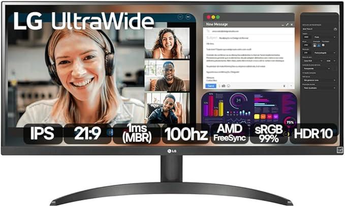 Monitor LG UltraWide™ - Tela IPS de 29", 21:9, HDR10, sRGB 99%, 100Hz - 29WQ500