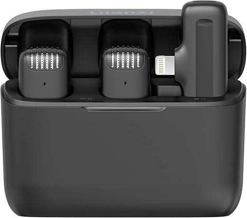[Somente para iPhone iPad até 14 ] ULANZI Microfone Lavalier sem fio J12 para iPhone iPad, microfone 2 em 1 Plug-Play com capa de carregamento para telefone, gravação de vídeo