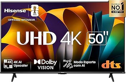 Hisense Smart TV UHD 4K DLED 50" Polegadas 50A6N com HDR10+ Dolby Vision Game Mode Controle por Voz Alexa Built-In AirPlay