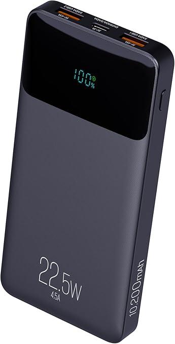 Power Bank 10200mAH, Bateria Portátil Universal, Carga Rápida, Display Indicador, Entradas Micro USB e USB-C, 2 Portas USB-A, Preto, PB102BK, ELG