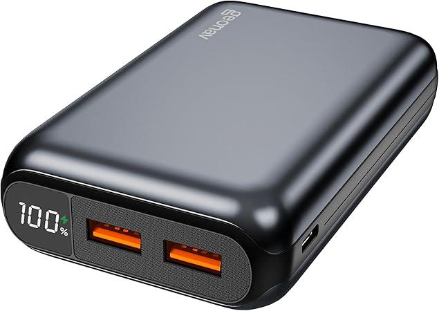 Geonav Power Bank, Carregador Portátil Universal 20.000mAh, USB-A (até 18W) + USB-C (até 20W), Compacto, Carregamento Rápido, Pass Through, Led Indicador de Bateria, PB20K20WSG, Cinza espacial