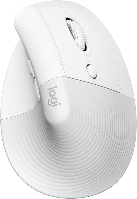 Mouse Sem Fio Logitech Lift Vertical com Design Ergonômico para Redução de Tensão Muscular, Cliques Silenciosos, Conexão Bluetooth ou USB Logi Bolt, Compatível com Windows/macOS/iPadOS - Branco