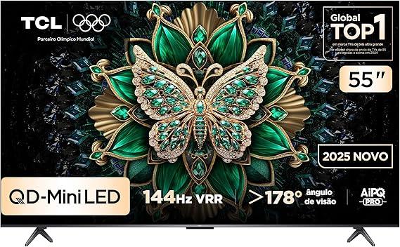 Smart TV TCL 55 Polegadas QLED Mini LED 4K C6K WiFi Bluetooth Google TV 4 HDMI 144Hz HDR10+ 55C6K