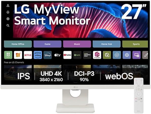 Monitor LG MyView Smart - Tela IPS 27", WebOS, ThinQ Home, Air Play, Screen Share, Bluetooth, – 27SR73U-W