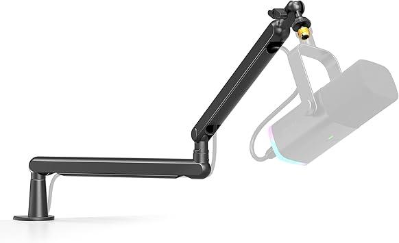 FIFINE Microphone Boom Arm, Suporte braço de microfone de perfil baixo com braçadeira montagem de mesa, Adaptador de parafuso, Gerenciamento de cabos, para Podcast Streaming Gaming Studio-BM88
