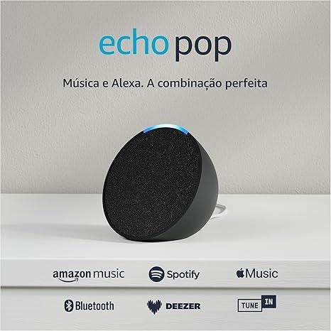 Echo Pop (Geração mais recente) | Smart speaker compacto com som envolvente e Alexa | Cor Preta