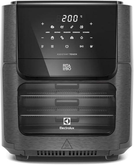 Fritadeira Elétrica sem oleo Forno Oven Airfryer 12L digital receita programada 2 bandejas espeto giratório 1700W Electrolux EAF90 Grafite 220v