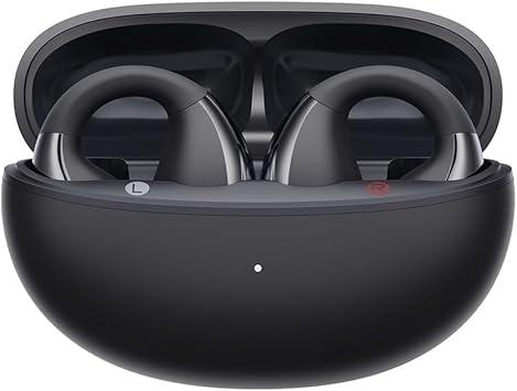 Fones de Ouvido Abertos QCY Crossky C30, Fones Bluetooth 5.4 com Clipe, Conforto Leve, Ajuste Estável, 25 Horas de Reprodução (Preto)