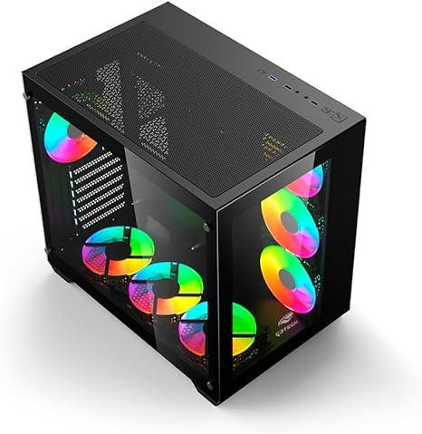 Gabinete AQUARIUS Gamer C3Tech MT-G910BK Preto frontal e lateral de vidro temperado USB 2.0, 3.0 Conector P2 para Audio e para Microfone suporta até 10 coolers Fan filtro anti poeira