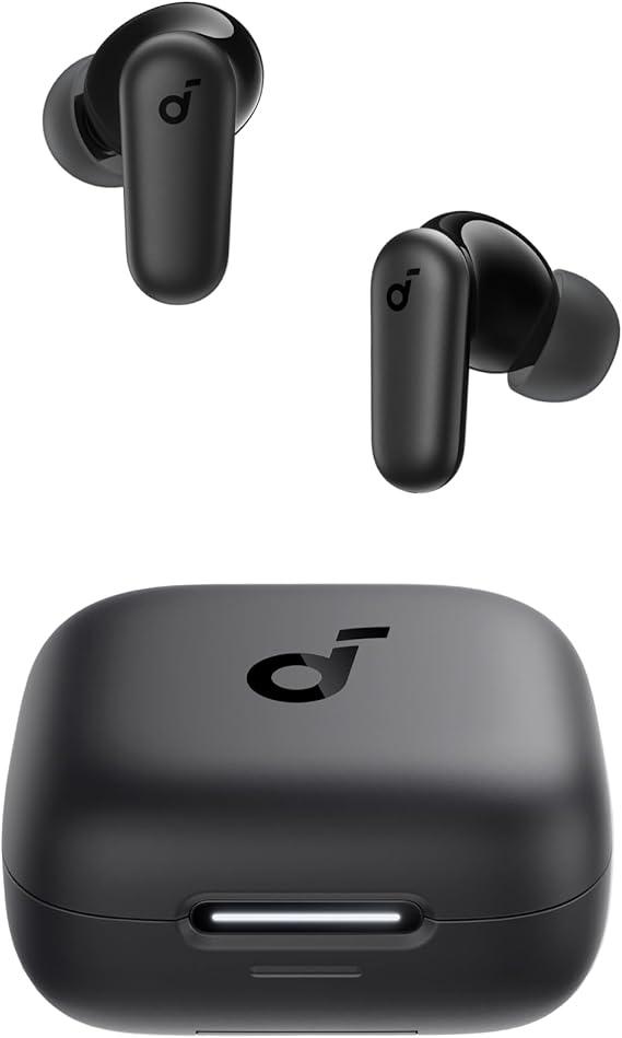 soundcore P30i da Anker, Fone de Ouvido Bluetooth 5.4 com Cancelamento de Ruído Adaptativo, Graves Poderosos, 45H de Reprodução, Estojo 2-em-1 com Suporte para Celular, IP54, Fone sem fio TWS, Preto