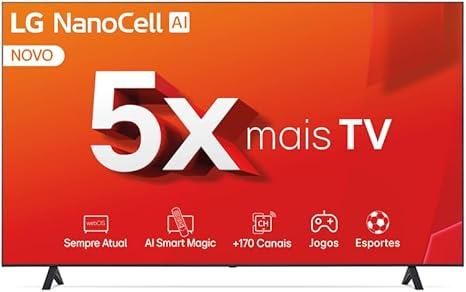 Smart TV 4K 70" LG NanoCell 70NANO80T Processador α5 Ger7 AI Hub de Esportes Alexa/Chromecast integrado webOS 24 Controle Smart Magic