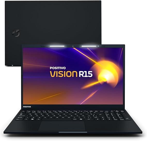 Notebook Positivo Vision R15 AMD® Ryzen 7-5700U Linux 16GB RAM 512GB SSD 15.6” IPS Full HD Lumina Bar - Preto