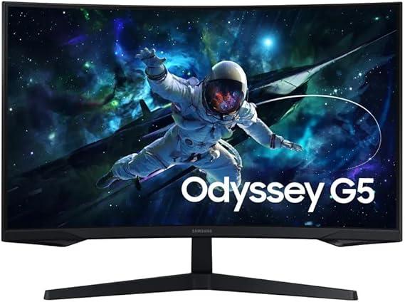Monitor Gamer Samsung Odyssey G5 32, Resolução QHD, Taxa de atualização de 165Hz & 1ms de tempo de resposta (MPRT), Curvatura com 1000R, HDR 10, AMD FreeSync, Eye Saver Mode & Flicker Free Mode
