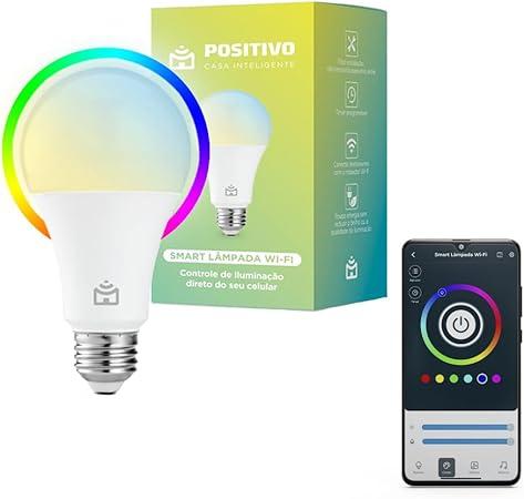 Smart Lâmpada Wi-Fi Positivo Casa Inteligente, Iluminação Branca (Quente e Fria) e RGB (Até 16 Milhões de Cores), 9W