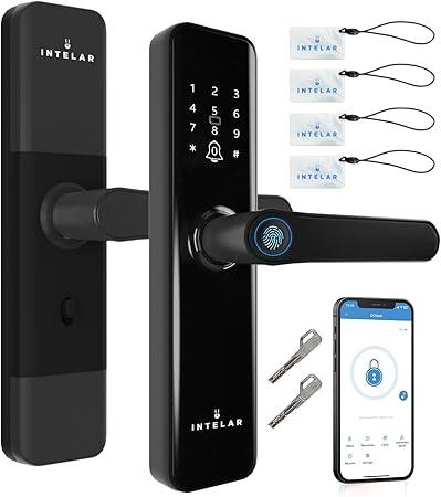 Smart Lock - Fechadura Inteligente para Porta com Impressão Digital - Fechadura de entrada sem Chave 5 em 1 - Fechadura Biométrica para porta Frontal com Teclado, Controle por APP