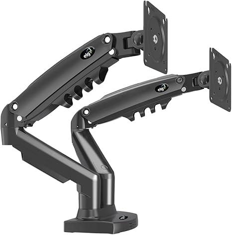ELG, F160N, Suporte Articulado de Mesa com Pistão a Gás e Ajuste de Altura, 2 Monitores de 17” a 35”, Com Organizador de Cabos, Capacidade de 2kg a 9kg, Preto